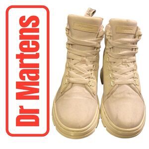 Dr Martens Combs Women’s Poly Casual Boots White Combat High Shoes Size